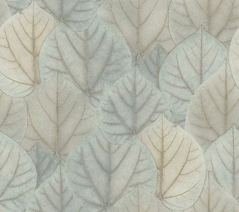 Leaf Concerto Wallpaper in Blue/Taupe from the Modern Nature 2nd Edition