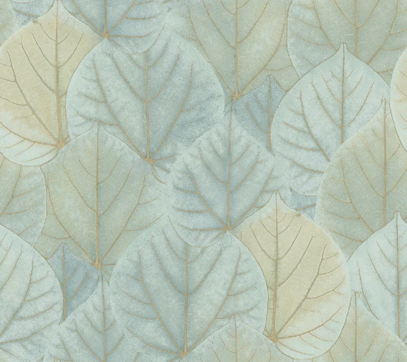 Leaf Concerto Wallpaper in Turquoise from the Modern Nature 2nd Edition