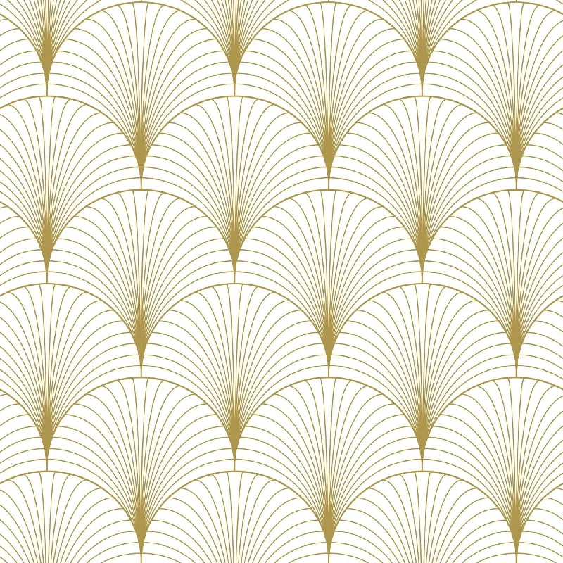 Lempicka White Art Deco Motif Wallpaper from Design Department by Brewster