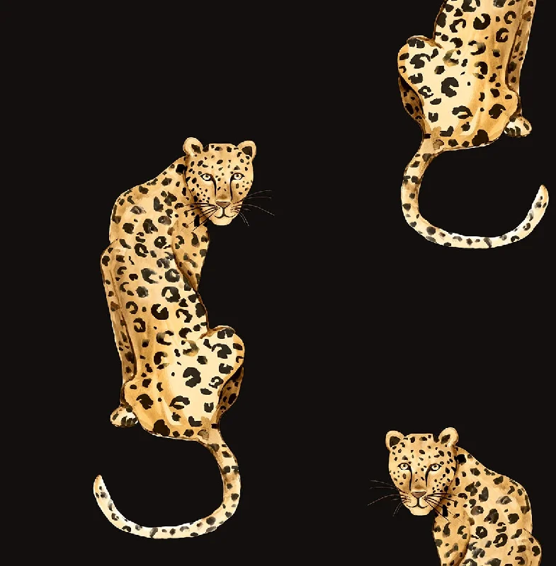 Leopard King Black Peel & Stick Wallpaper from the Daisy Bennett Collection