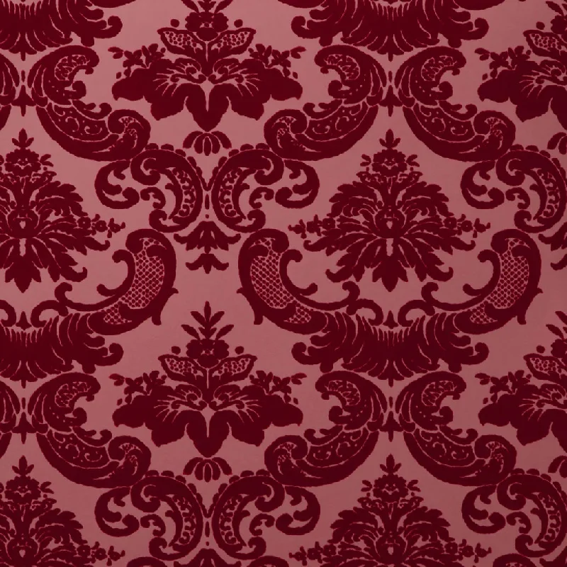 Madison Velvet Flock Wallpaper in Maroon by Burke Decor