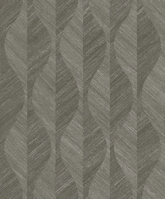 Oresome Dark Grey Ogee Wallpaper from the Radiance Collection