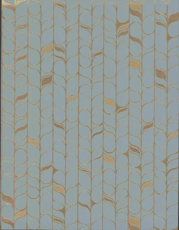 Perfect Petals Wallpaper in Blue/Gold from the Modern Nature 2nd Edition