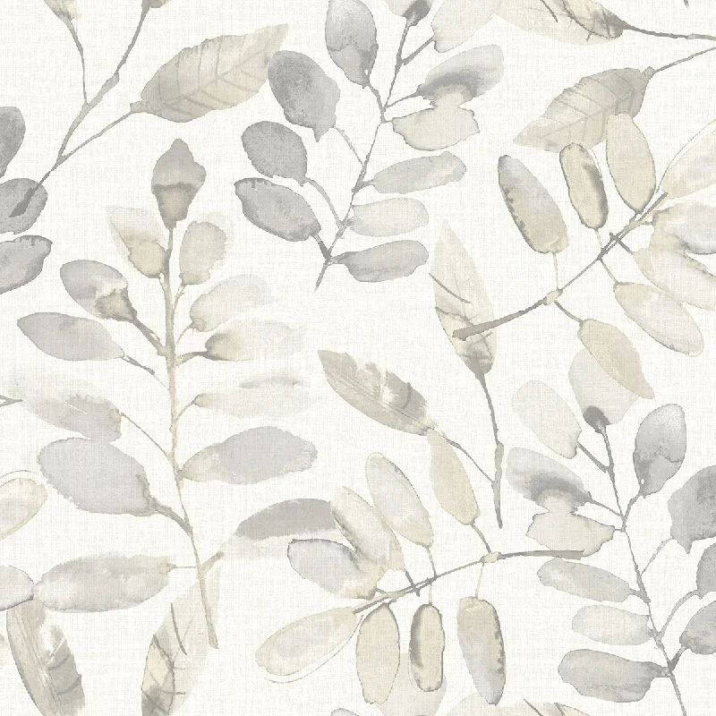 Pinnate Taupe Leaves Wallpaper from the Thoreau Collection