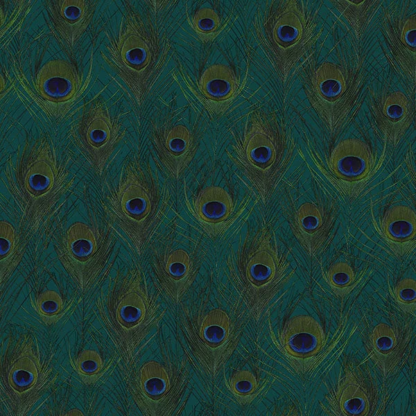 Plumage Sapphire Peacock Feathers Wallpaper from Design Department by Brewster