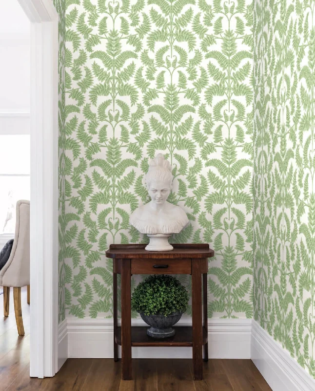 Royal Fern Damask Wallpaper in Green from Damask Resource Library