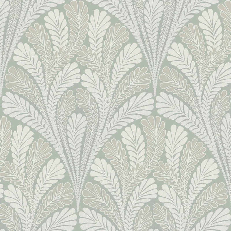 Shell Damask Wallpaper in Sage from Damask Resource Library