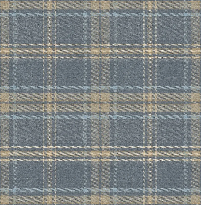 Tartan Wallpaper in Blue & Brown