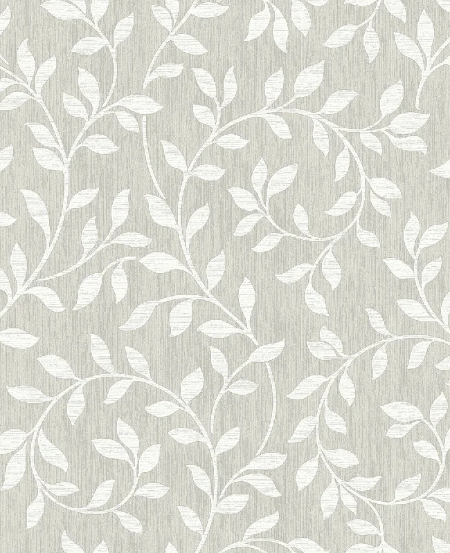 Torrey Light Grey Leaf Trail Wallpaper from the Nature by Advantage Collection