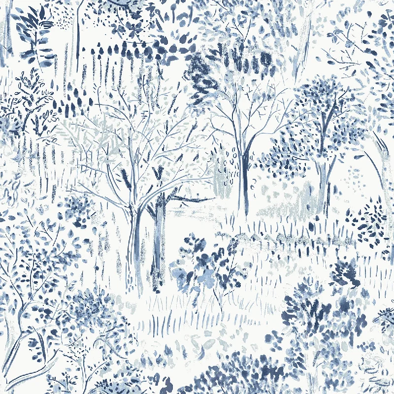 Walden Navy Forest Wallpaper from the Thoreau Collection