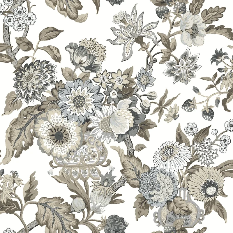 Waverly Graceful Garden Peel & Stick Wallpaper in Neutral