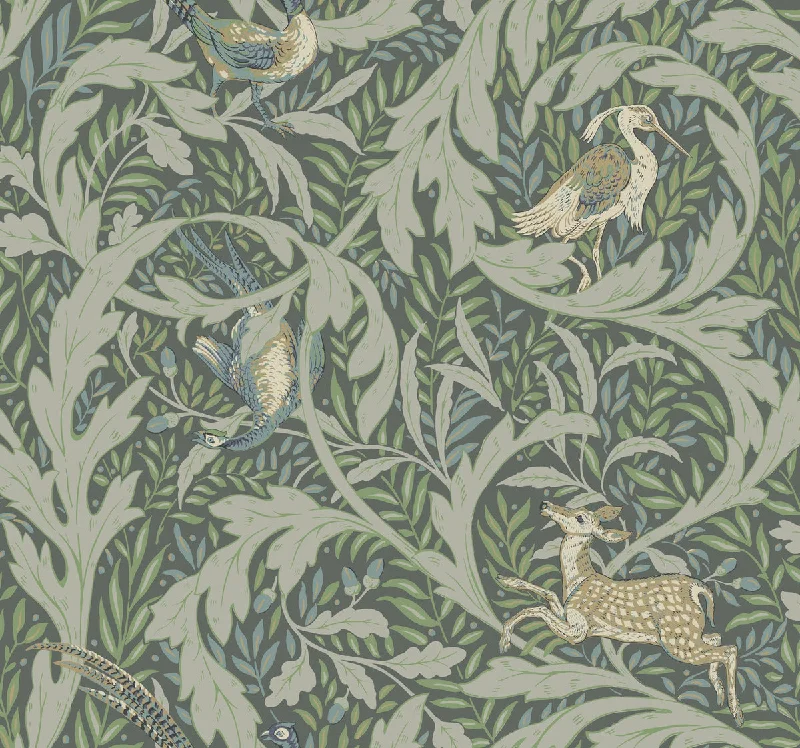 Woodland Tapestry Sage Wallpaper from the Arts and Crafts Collection