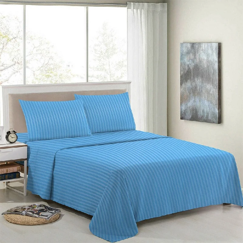 4 Piece Bed Sheets 1800 Count Egyptian Comfort Queen Blue