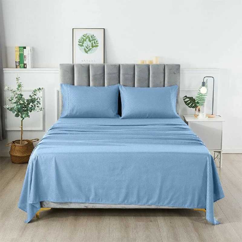 4 Piece Extra Deep Bedsheets Microfiber Hotel Quality Full Blue