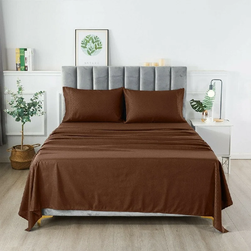 4 Piece Extra Deep Bedsheets Microfiber Hotel Quality Queen Chocolate