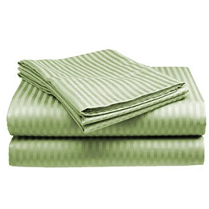 400 Thread Count Deluxe Cotton Dobby Stripe Twin Bed Sheet Sage