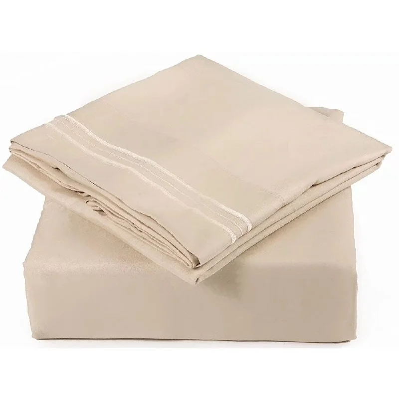 4pcs Queen Home Decor Bedding Sheet Set Cream Color