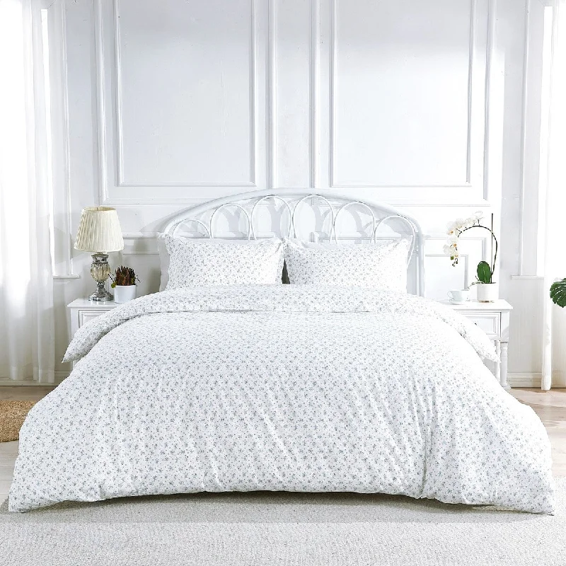 Bedford Percale Cotton La Fleur Blue Duvet Set