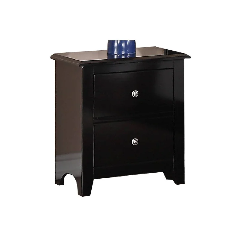 Black Finish Wooden Furniture Bedroom Bedside Table, Locker Coffee Table with Two Drawers, MDF Solid Wood Frame