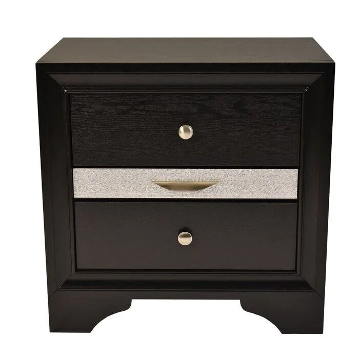 Black Finish Wooden Furniture Bedroom Bedside Table, Storage Cabinet, with Whree Drawers (English Dovetail Drawer)