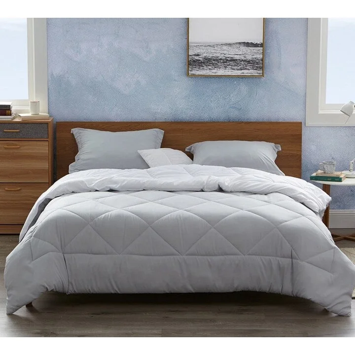 BYB Glacier Gray/White Reversible Comforter - Oversized Bedding