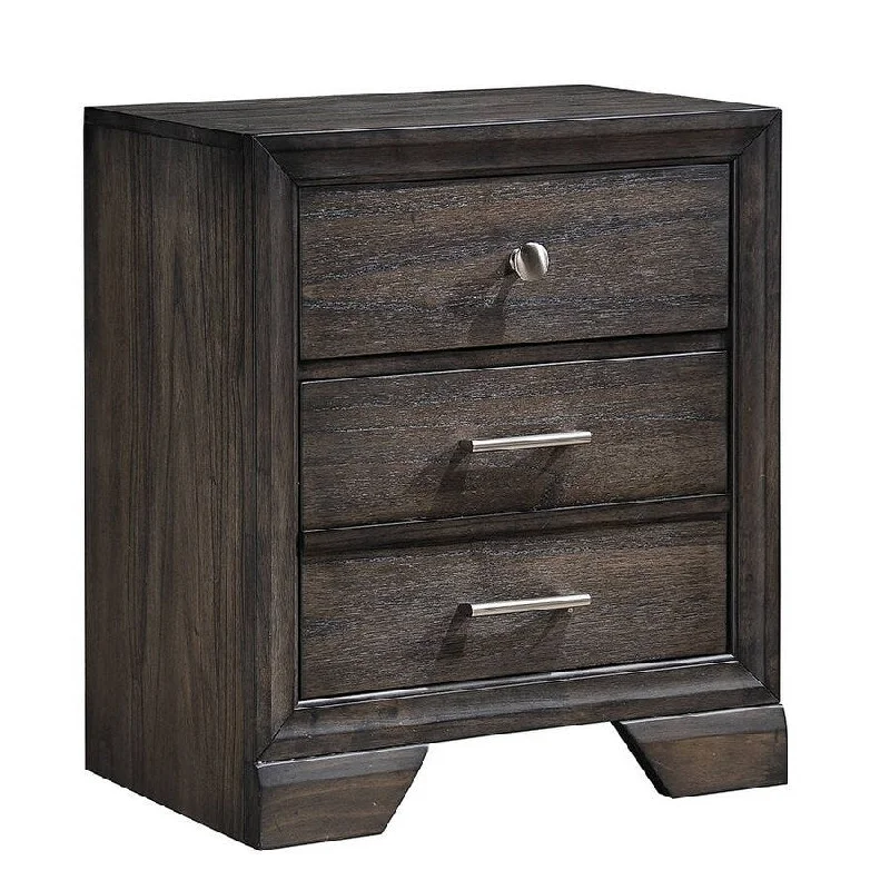 Contemporary Storage 3-drawer Nightstand End Table 1-Pc Wooden Bedroom Furniture