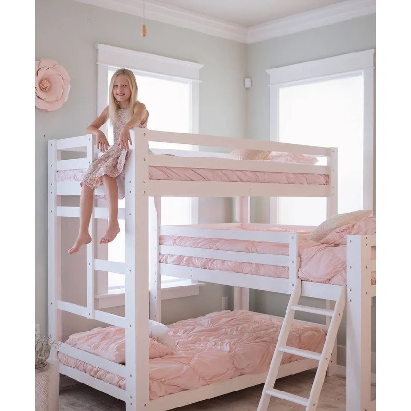 Custom Kids Furniture Sydney White Wood Corner Triple Bunk Bed