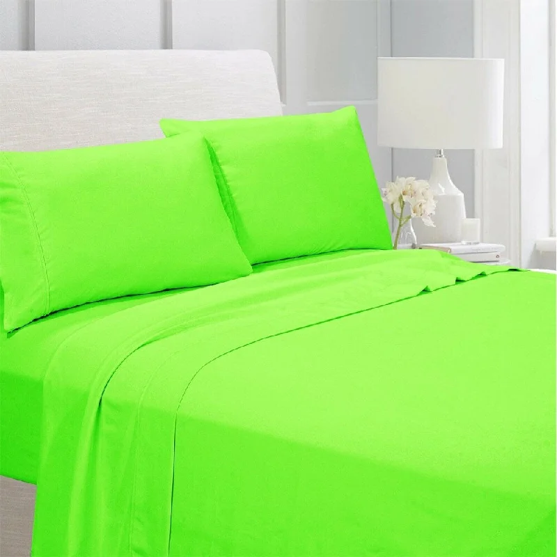 Egyptian Comfort 1800 Count 4 Piece Bed Sheet Set Full Lime Green