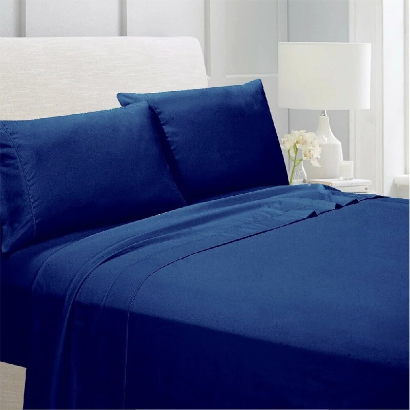 Egyptian Comfort 1800 Count 4 Piece Bed Sheet Set King Navy