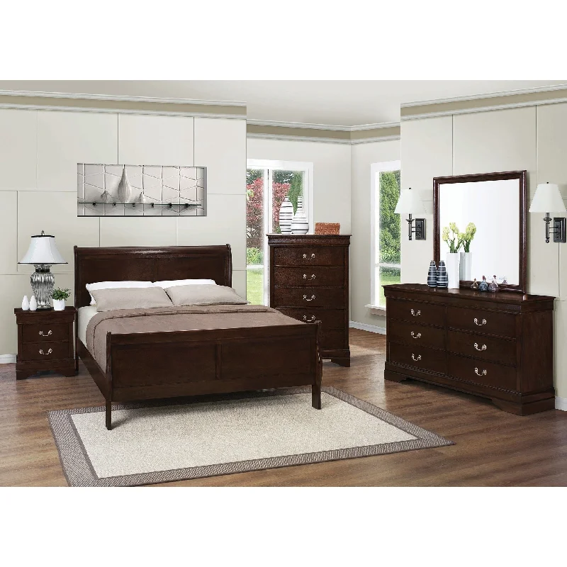 Graffenstaden Cappuccino 4-piece Bedroom Set with 2 Nightstands and Dresser