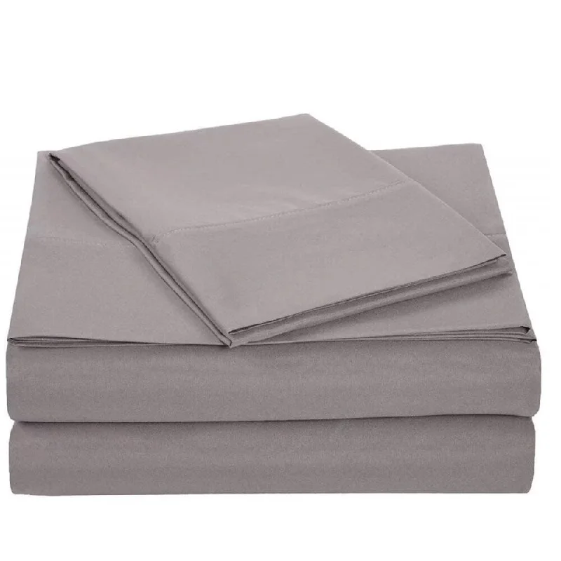 Grey 3 Piece Twin Size Bed Sheets Set Bed Linens Microfiber Sheets