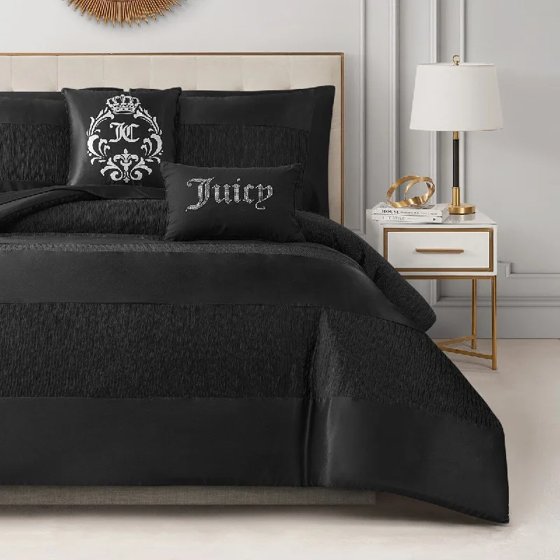 Juicy Couture Glam Night Black Stripe Comforter Bedding Set