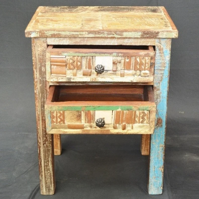 Liberty Reclaimed Wood 2 Drawer Bedside 60cm