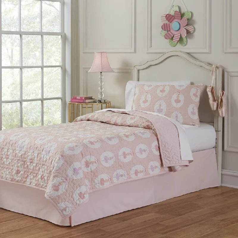 Lullaby Bedding 100-percent Cotton Ballerina Printed 3-piece Quilt Set