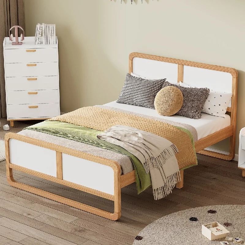 Modern Style Full Size Solid Wood Platform Bed