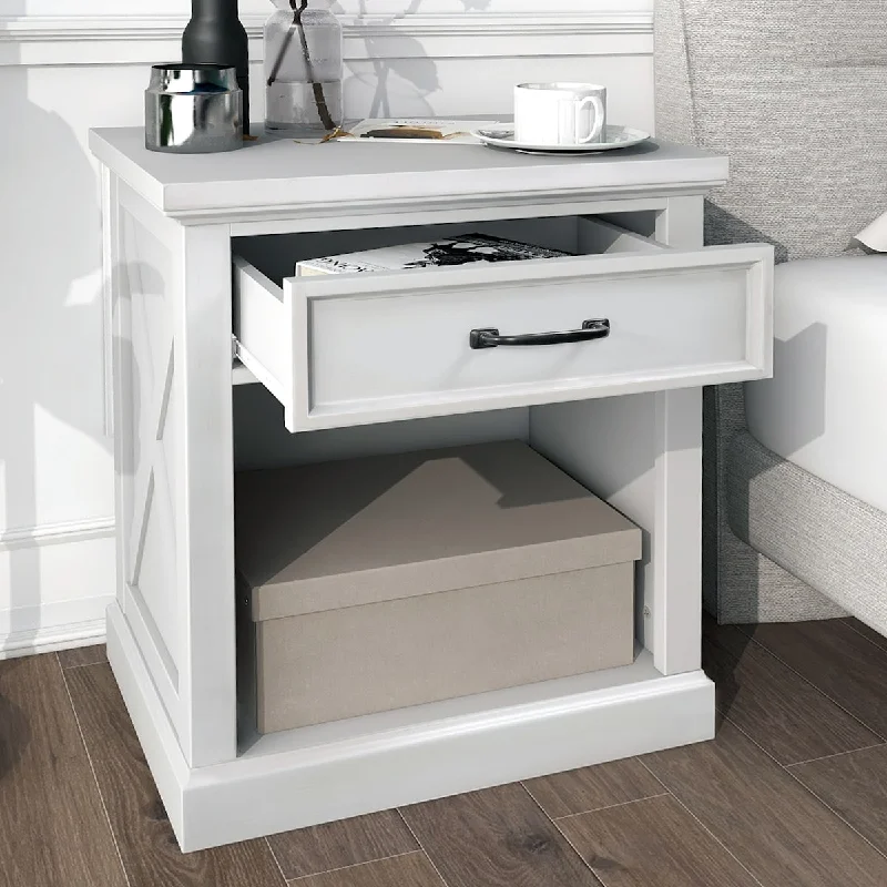 Modern Wooden Nightstand With Drawers Storage For Living Room Or Bedroom