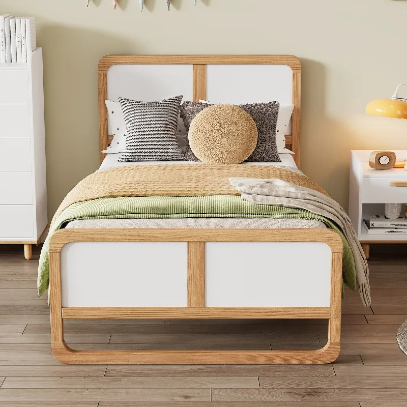 Nestfair Modern Style Solid Wood Platform Bed for Kids and No Need Box Spring