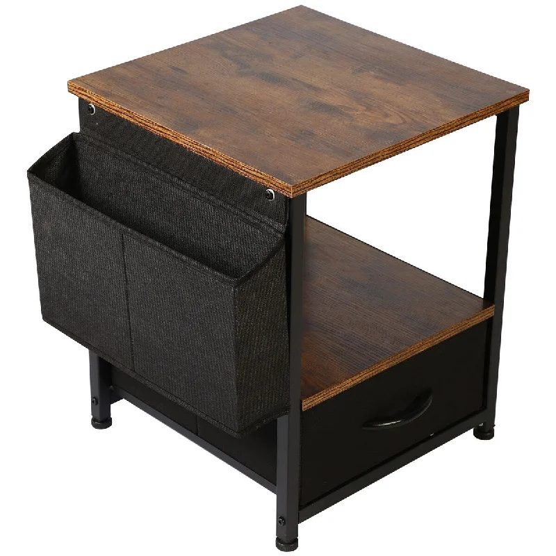 Nightstand with Very Large Storage Space, Sturdy, Easy Assembly, Wood Look Accent Bedroom Furniture