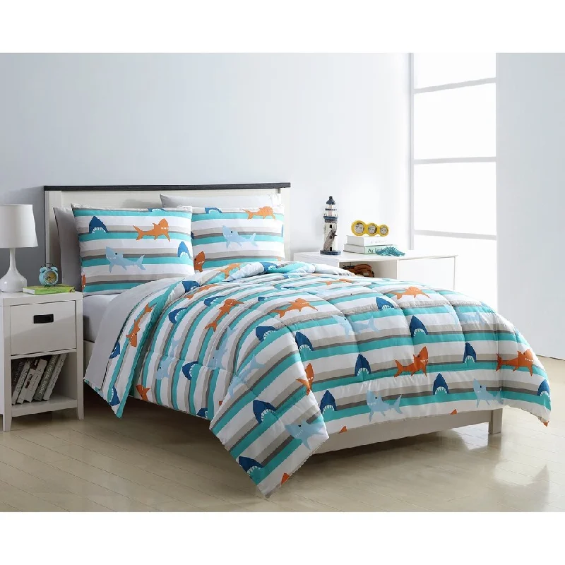 Porch & Den Trakehner Blue Shark and Stripe Bed-in-a-Bag Comforter Set