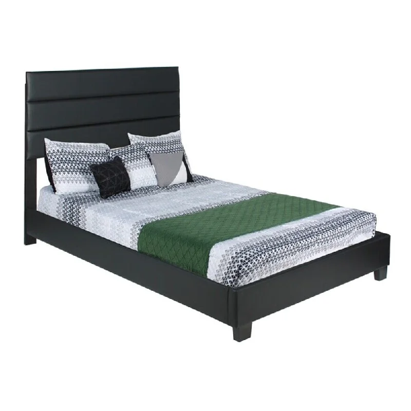 Queen Size Upholstered Platform Bed Black