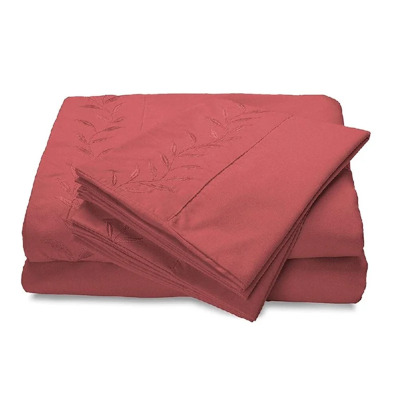 Reversifi Embroidered Bed Sheets Set Soft Brushed Microfiber Full, Withered Rose