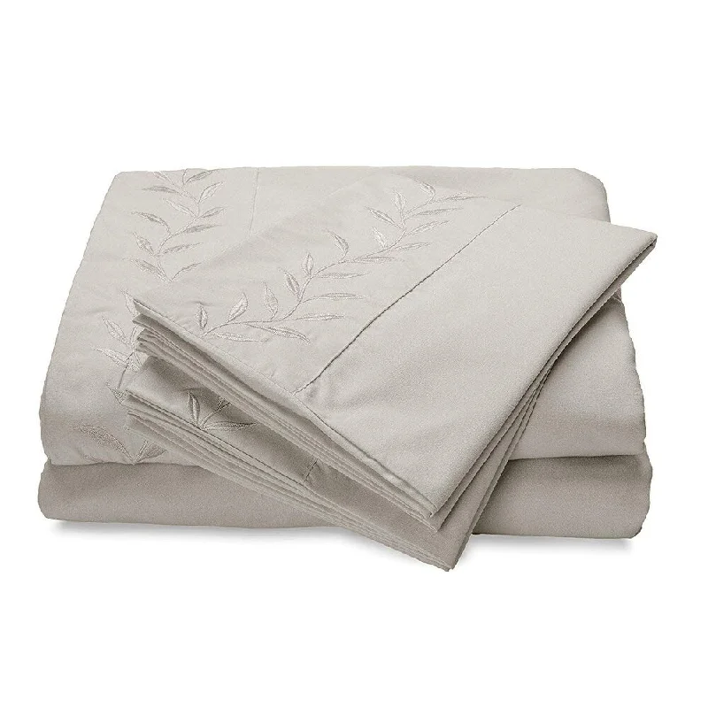 Reversifi Embroidered Bed Sheets Set Soft Brushed Microfiber Twin, Moonstruck/Gray