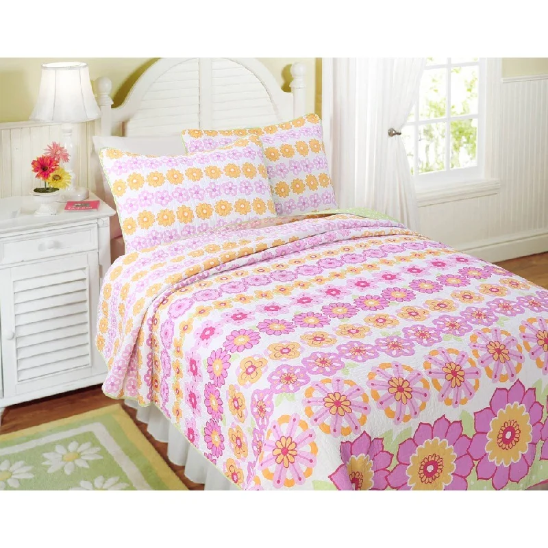 Summer Flowers Cotton 3-piece Quilt Bedding Set