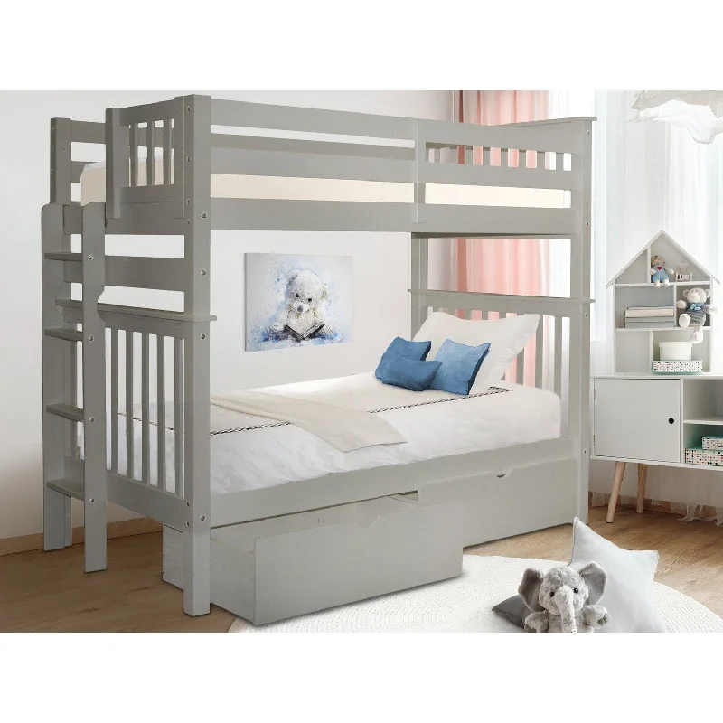 Taylor & Olive Trillium Tall Twin over Twin Bunk Bed, 2 Drawers