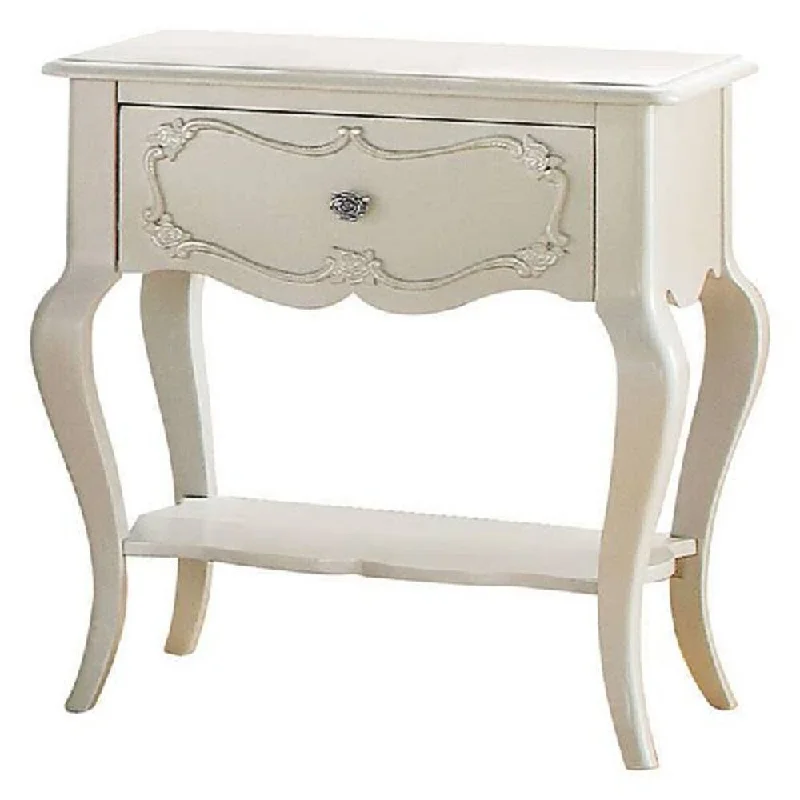 Traditional Style Special Finish Rose Mosaic Bedroom Nightstand Coffee Table, With 1 Drawer and Open Compartment