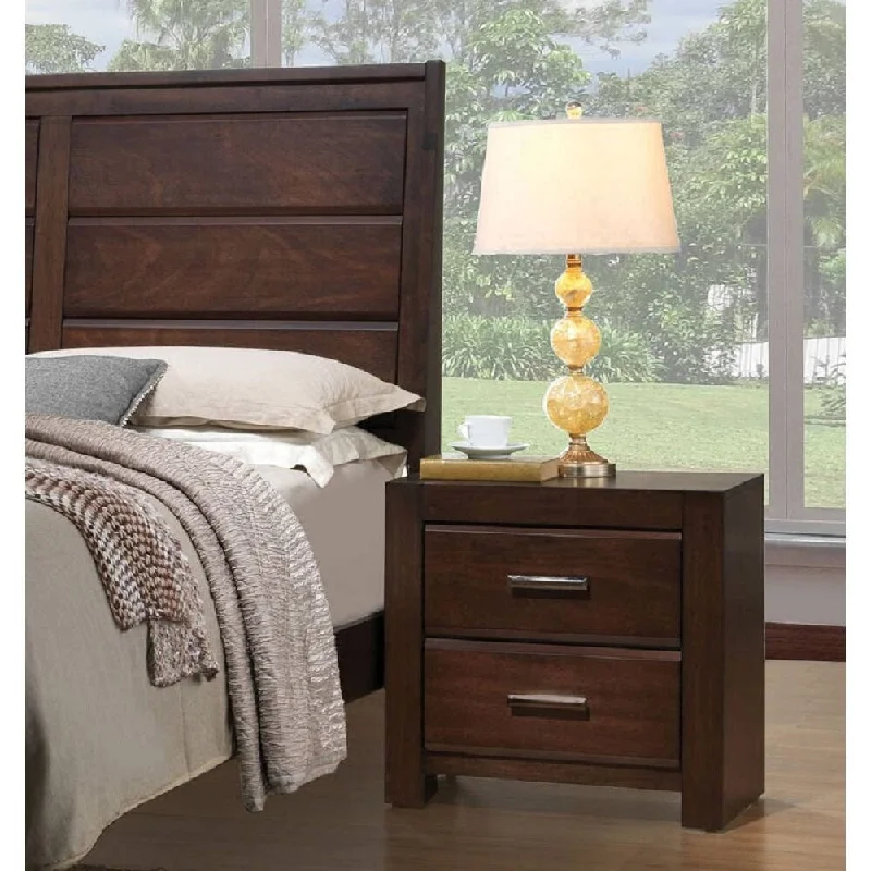 Transitional Nightstand in Walnut, Glide Center Metal (Not Full Ext), Felt Lined Top Drawer, for Living Room or Bedroom