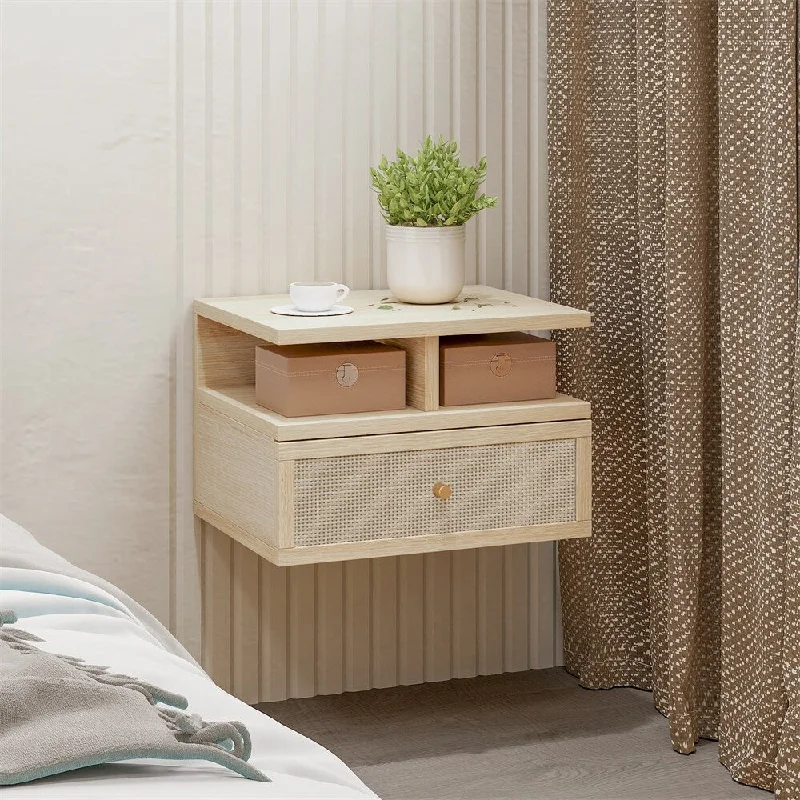 Wall Hanging Decorative Nightstand, Rattan Stand, Suitable for Bedroom