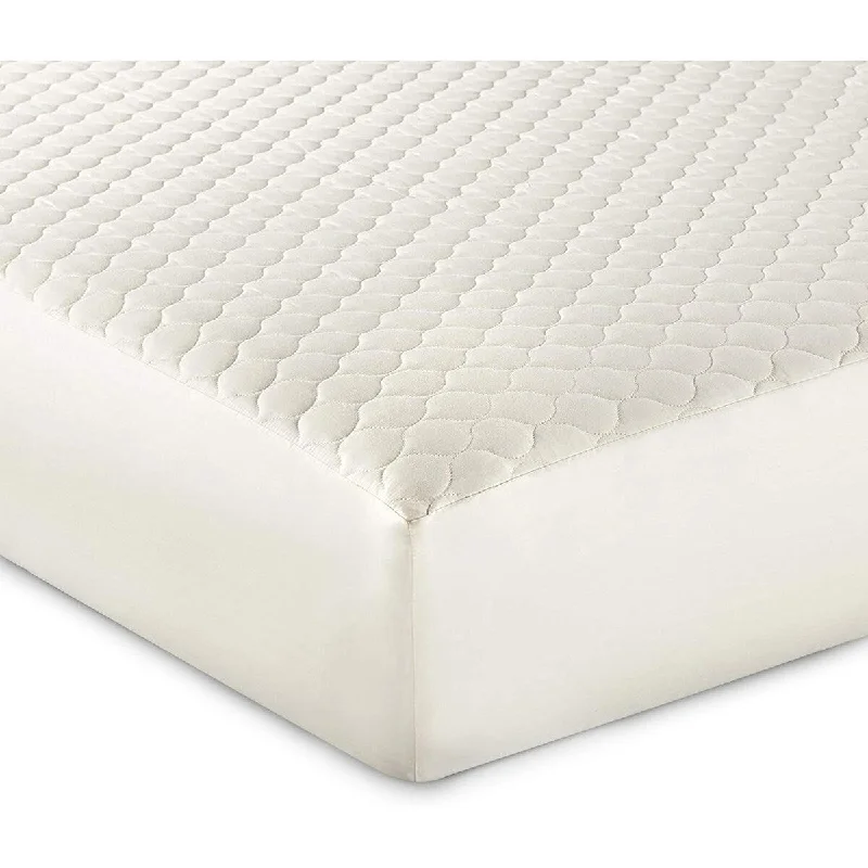 100% Cotton Mattress Pad - Breathable Cooling Quilted Fitted Mattress Protector Cover - Ivory