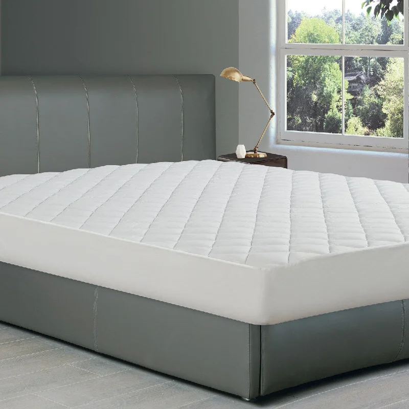 All-In-One Cooling Bamboo Fitted Mattress Pad - White