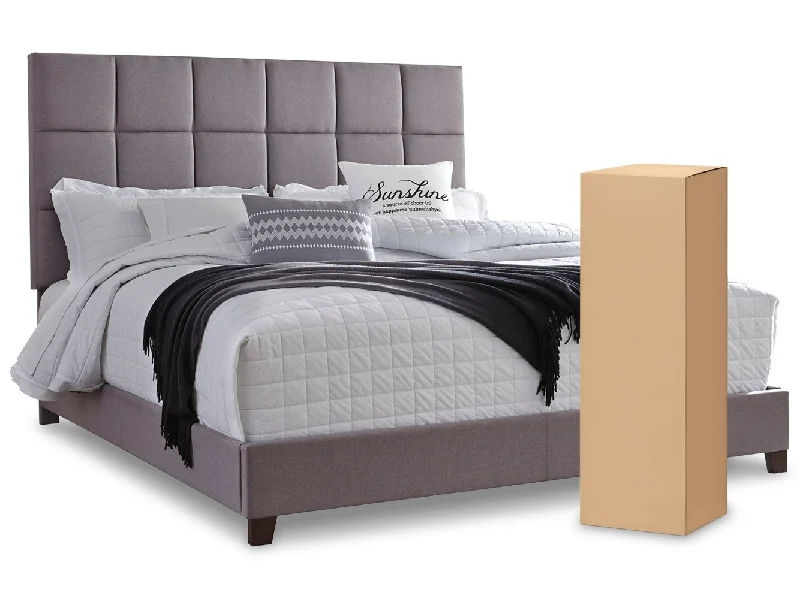 Dolante Queen Upholstered Bed with Chime 8 Inch Memory Foam King Mattress in a Box